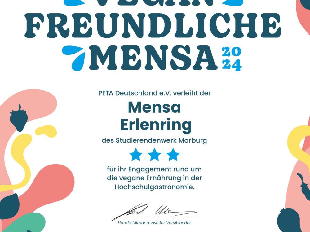 Urkunde Vegan freundliche Mensa