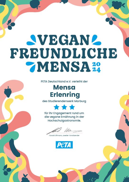 Urkunde Vegan freundliche Mensa