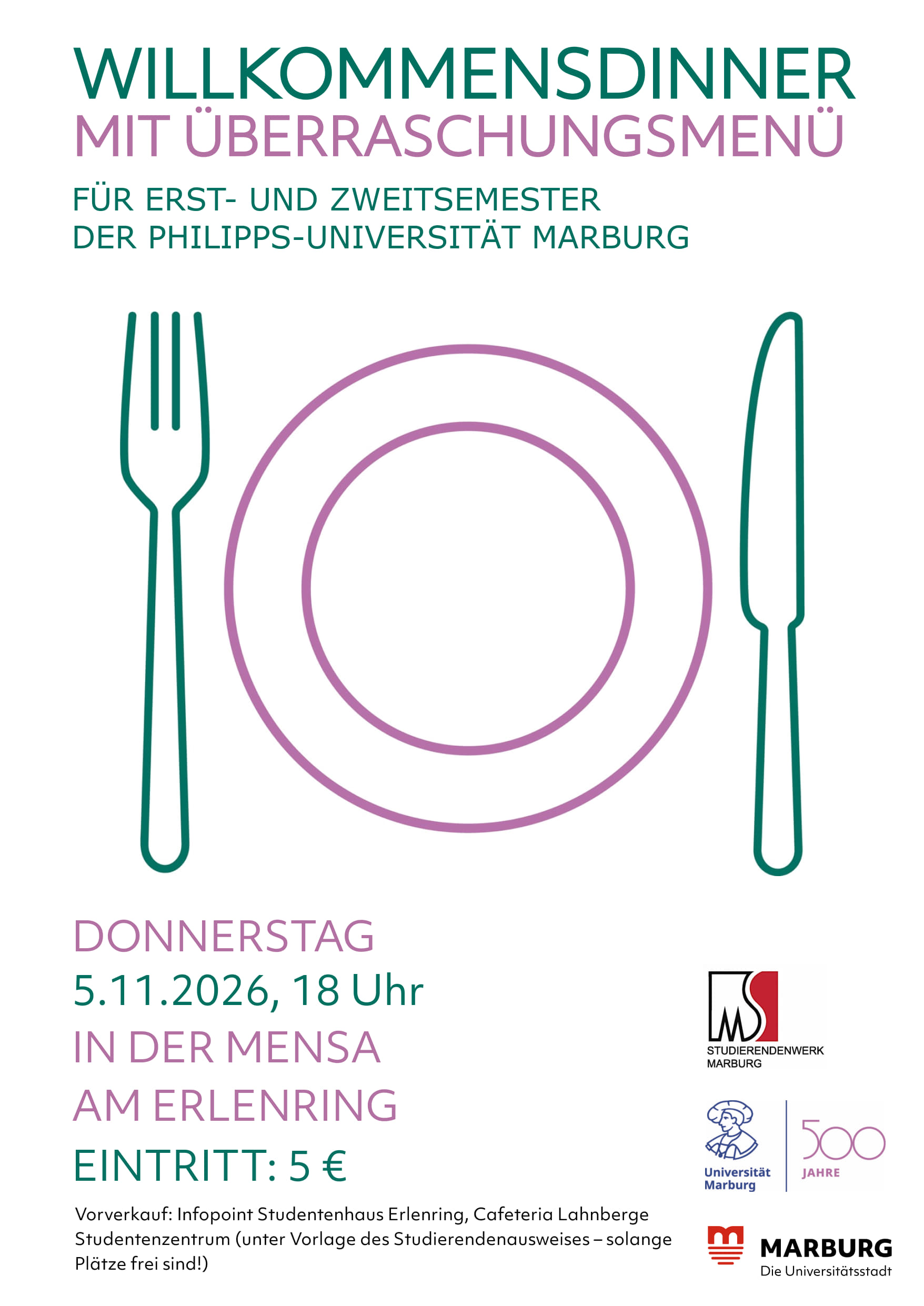 5. November: Traditionelles Willkommensdinner in der Mensa!